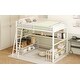 preview thumbnail 4 of 12, Full Size Metal Loft Bed with Desk, Storage Shelves & Charging Station, White