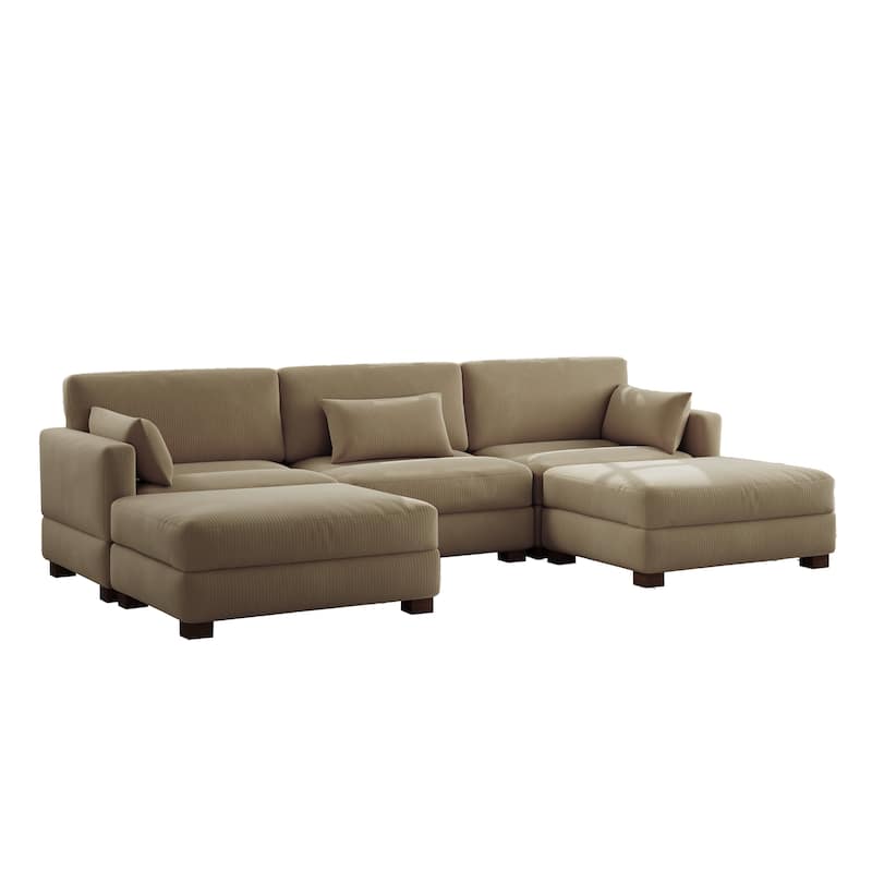 5-Piece U Shaped Couch Modular Sectional Sofa with Ottoman