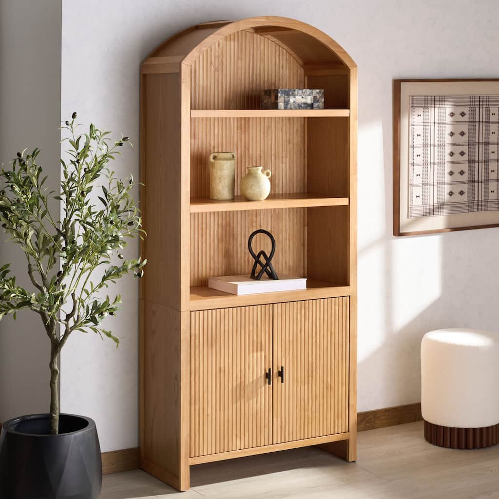 SAFAVIEH Couture Elladora Ribbed Front Wood Bookcase - 34"W x 15"D x 76"H