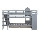 preview thumbnail 34 of 98, Bunk Bed Castle Playhouse Solid Wood Stairs Bed Frame with Storage Shelves & 2 Drawers, Children's Slide Bed with Guardrail
