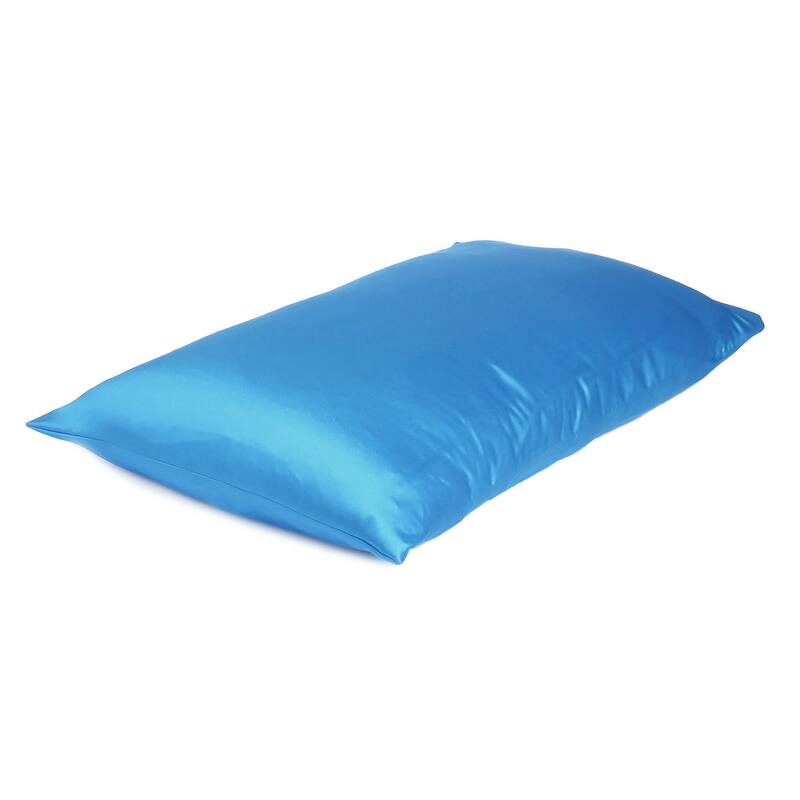 HomeRoots Bright Blue Dreamy Set Of 2 Silky Satin Queen Pillowcases