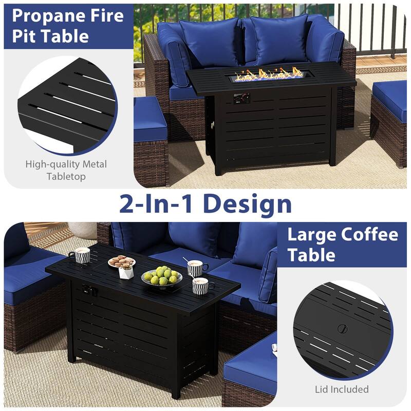 Costway 5 PCS Patio Furniture Set Heavy-duty Frame Rattan Sofa Set - See Details