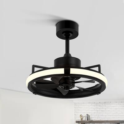 20-IN Black LED Ceiling Fan with Light and Remote(5 blade)