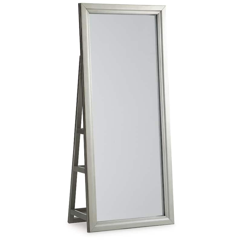 Signature Design by Ashley Evesen Gray Floor Standing Mirror with Storage - 28" W x 1.7" D x 66" H