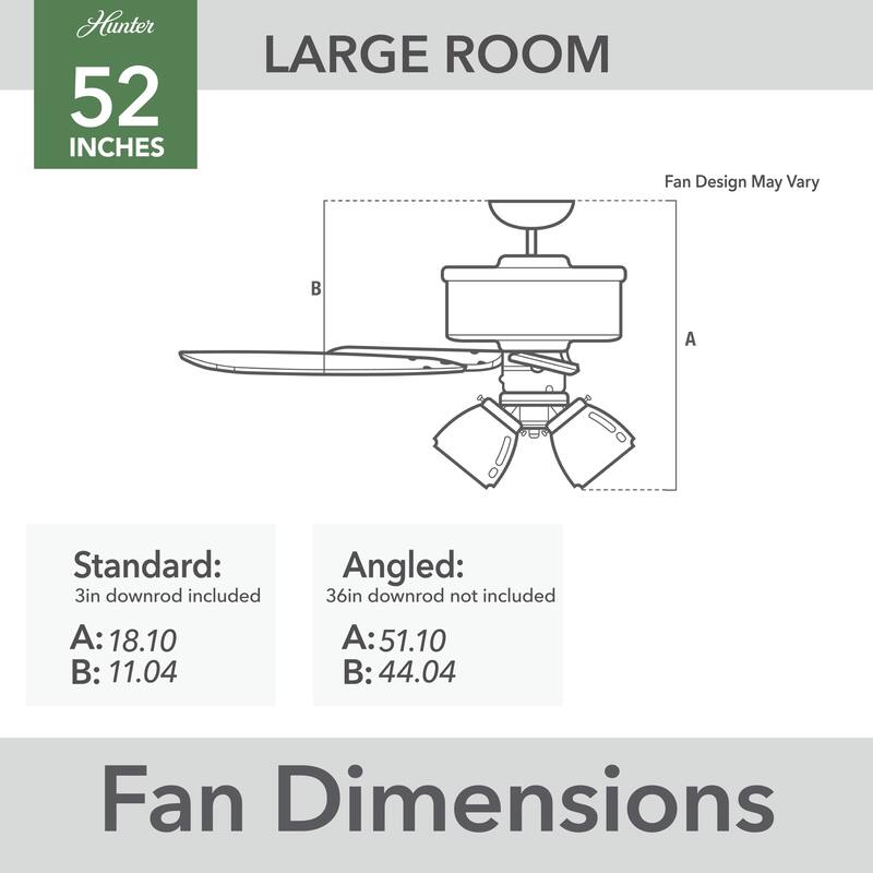 Hunter 52" Builder Ceiling Fan with LED Light Kit and Pull Chain - DC Motor - Casual, Traditional - ENERGY STAR