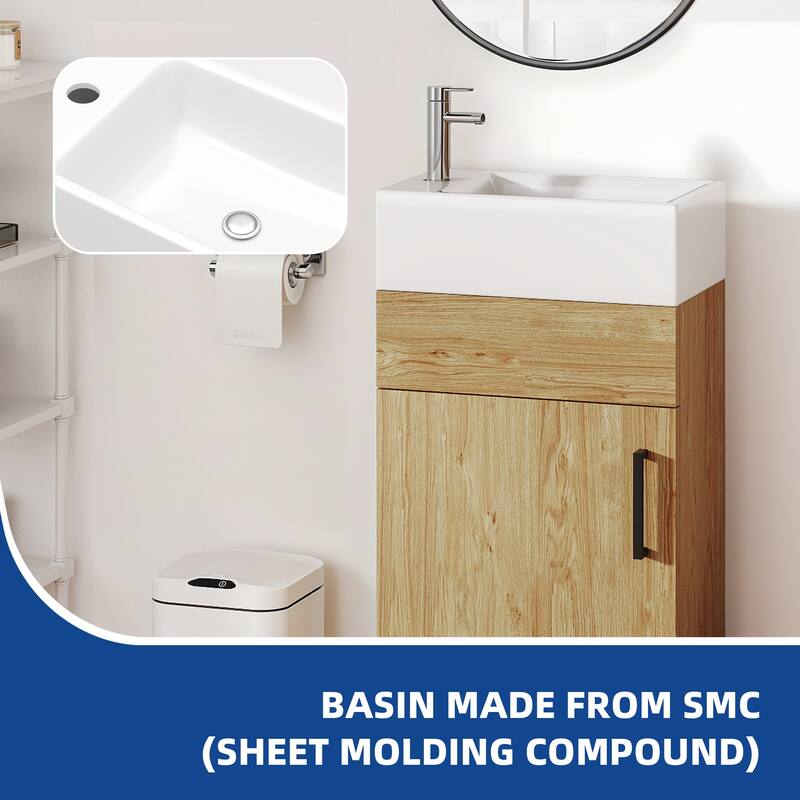 Moasis 15.7" Freestanding Single Bathroom Vanities Set with Cabinet Storage