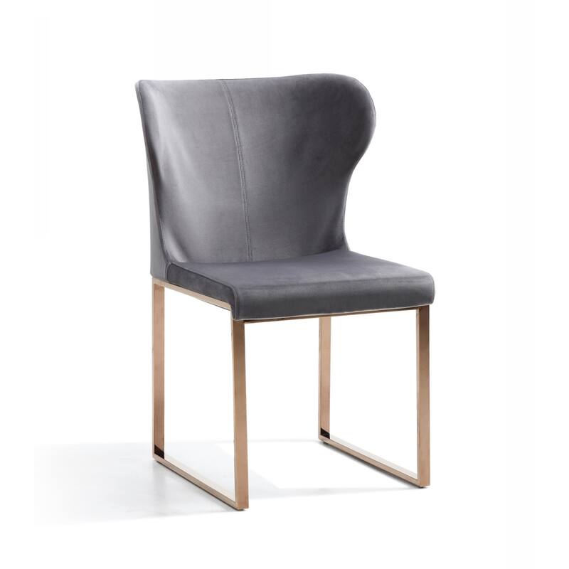 Modrest Chadwick Modern Grey Velvet & Rosegold Dining Chair