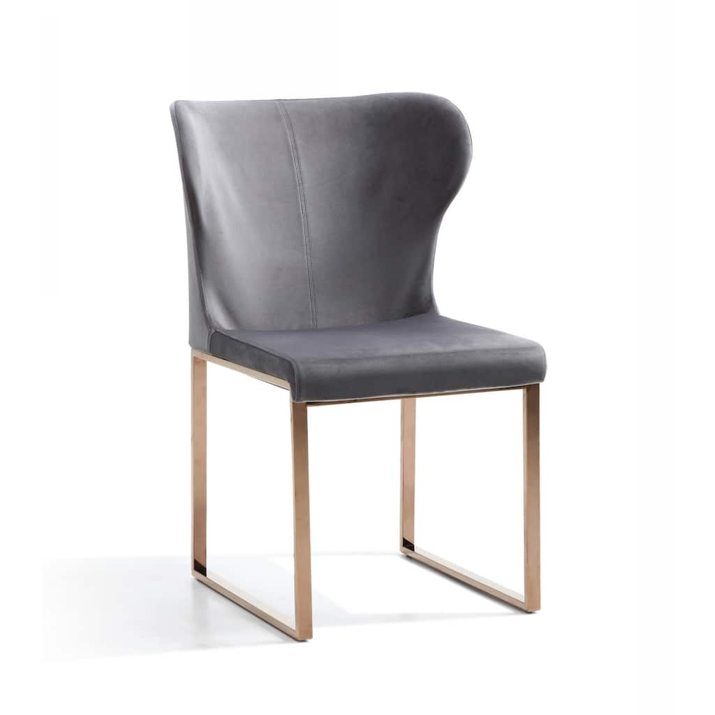 Modrest Chadwick Modern Grey Velvet & Rosegold Dining Chair