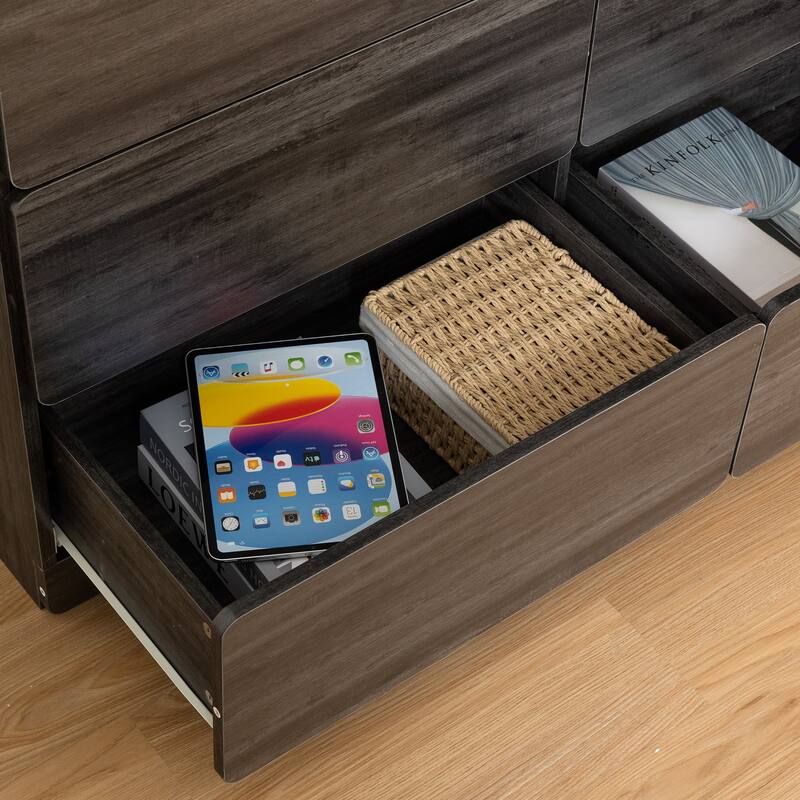 Modern Drawer Dresser Buffet Sideboard with 3 Plus 3 Drawers, for Dining Room Living Room Bedroom, Kitchen Corridor