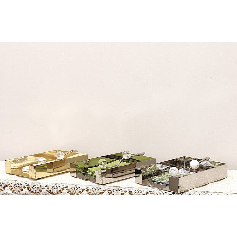 Tissue Holder Silver with Clear Ball - 9"L