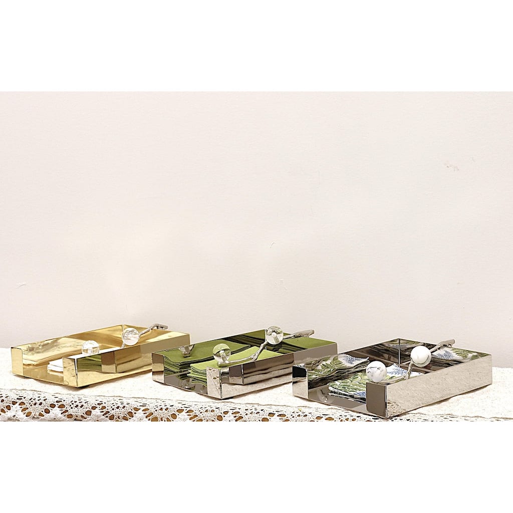 Tissue Holder Silver with Clear Ball - 9"L