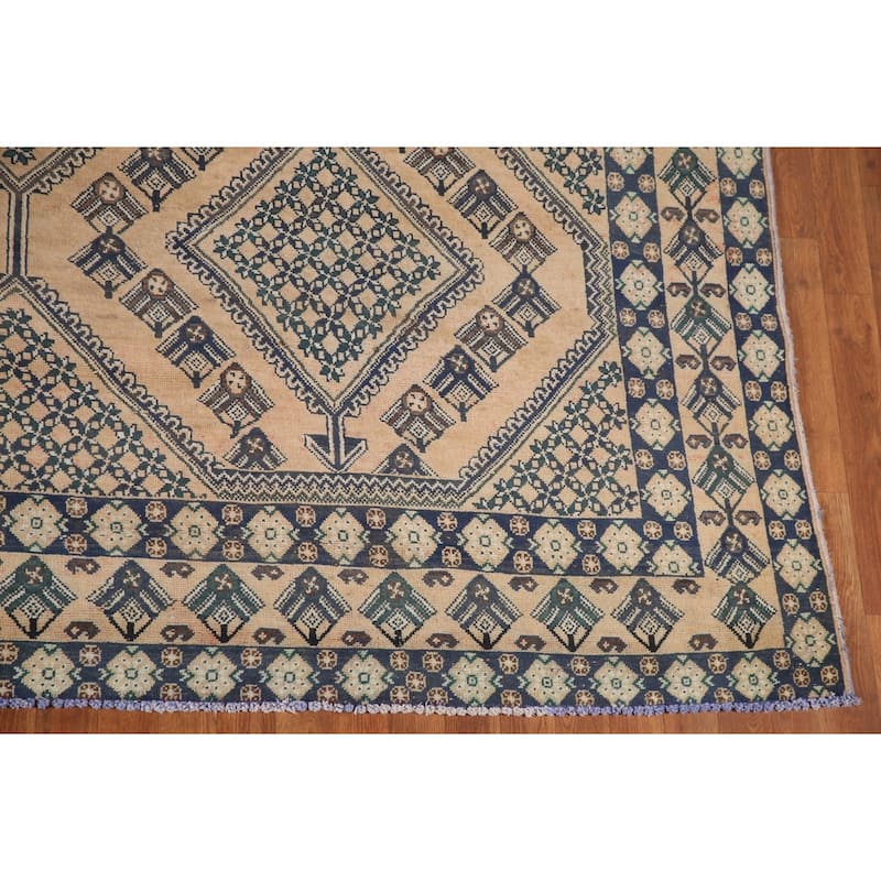Distressed Bakhtiari Persian Vintage Rug Handmade Wool Carpet - 8'3"x 11'1"