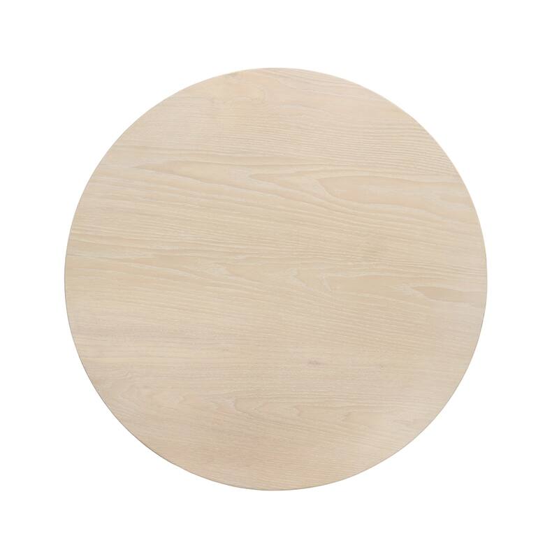 Round Side Table with Metal Base in Oak White and Black