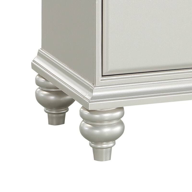 Silver 2 Drawer 26 in. W Nightstand with Sturdy Hardware and Ample Storage