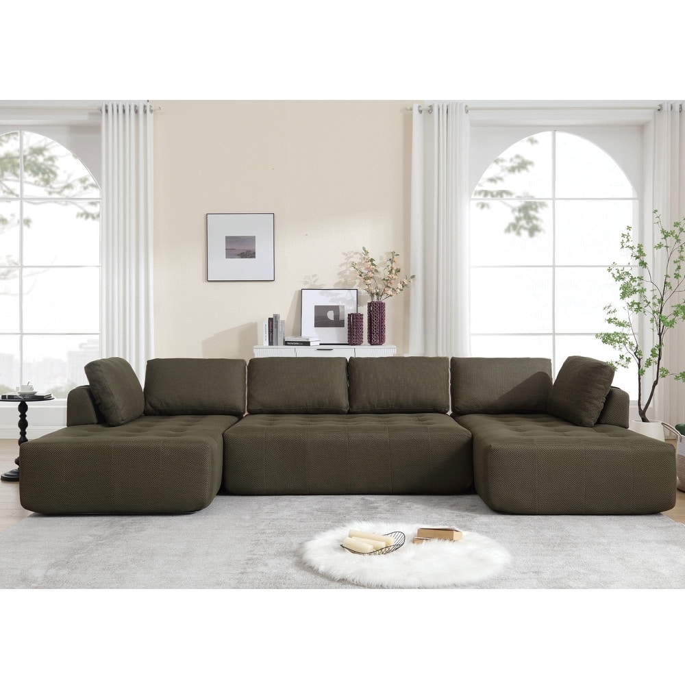 138.5" 6-seat Modular Sectional Sofa Set with Back Cushion