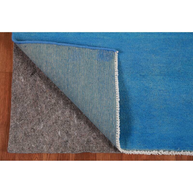 Hand Knotted Oriental 100% Wool Carpet Modern Solid Navy Blue & Blues Gabbeh Runner Rug - 8' 1'' X 3' 0''