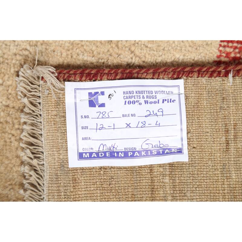 Geometric Gabbeh Kashkoli Oriental Area Rug Wool Handmade Carpet - 12'1" x 18'4"