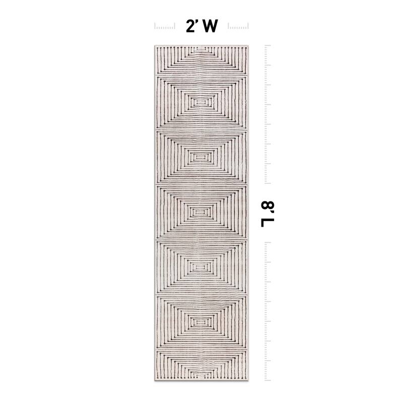 World Rug Gallery Bohemian Stripes Washable Non Slip Area Rug