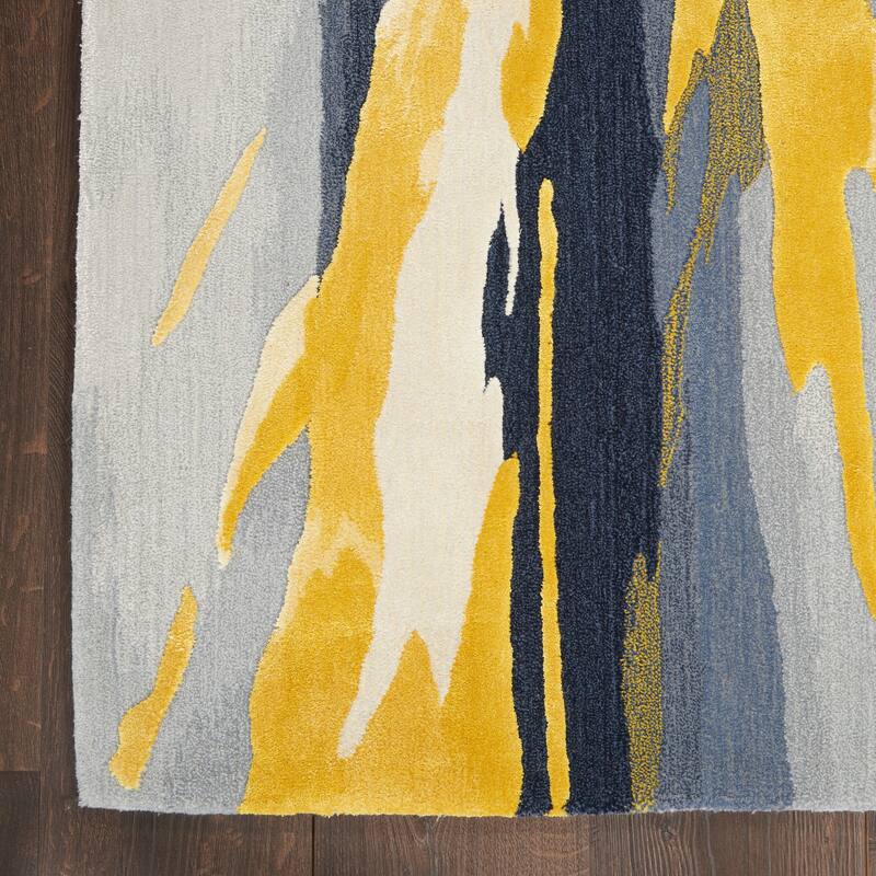 Nourison Prismatic Modern Abstract Gold Watercolor Area Rug