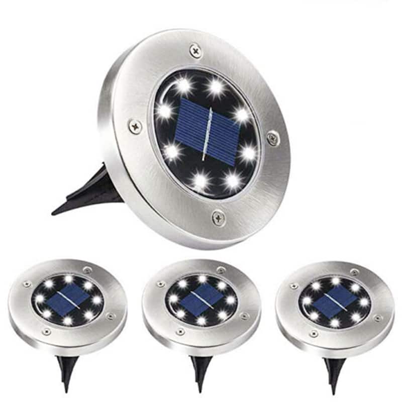 4 PACK Solar In Ground Lights Outdoor Buried Lamp Disk LED Lawn