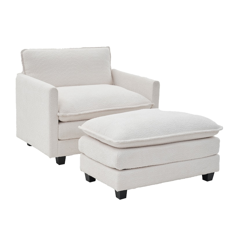 4-Seat Modular L-Shaped Corner Sectional Sofa with Ottoman, Soft Chenille Upholstery and Deep Seating for Living Room