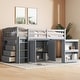 preview thumbnail 14 of 21, Twin Loft Bed with Pull-Out Desk, Built-in Cabinets, Drawers, Shelves, and Safety Guardrail, Solid Rubber Wood Frame with Ladder