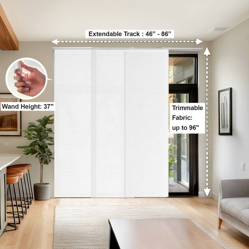 CHICOLOGY Adjustable Sliding Panels, 4-Rail Track, Vertical Blinds, Pation Door Curtain, Room Divider
