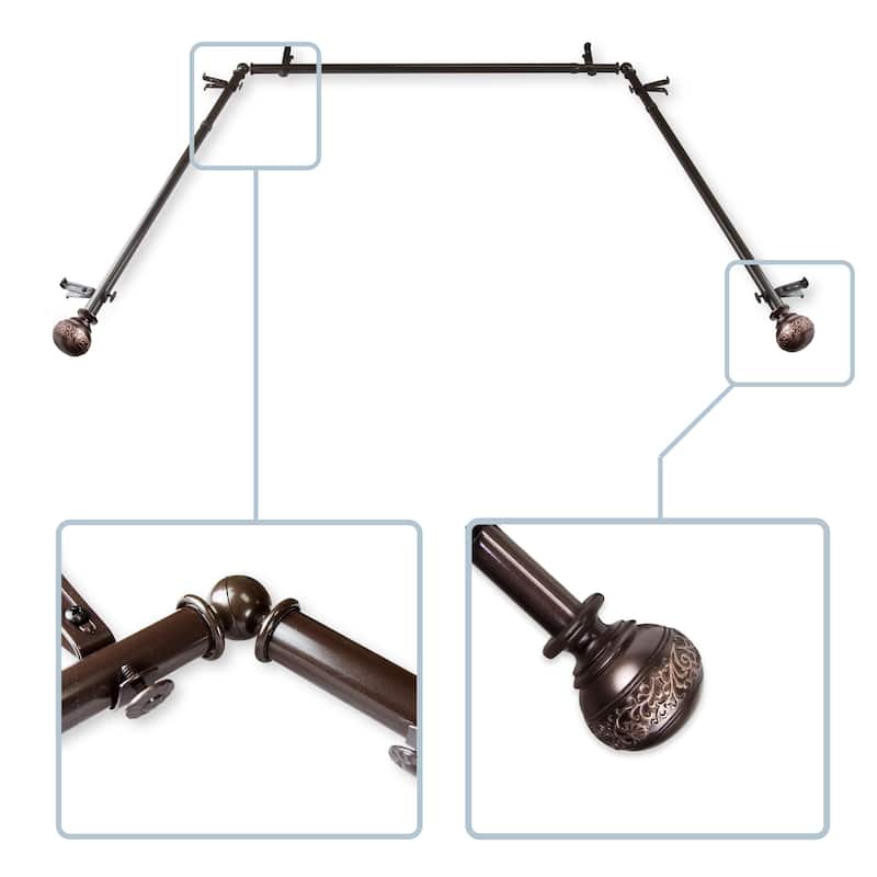 InStyleDesign Nadine 13/16" Bay curtain rod 20"-36", 38"-72" - Cocoa