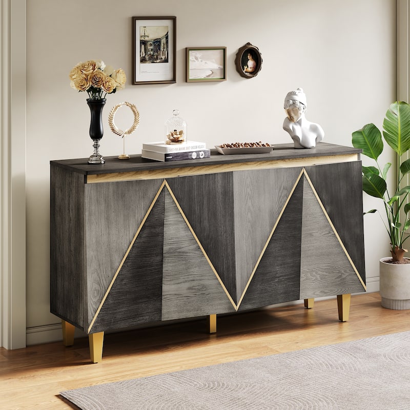 Mid-Century Art Deco 4-Door Sideboard with Adjustable Storage by Harper&Bright Designs