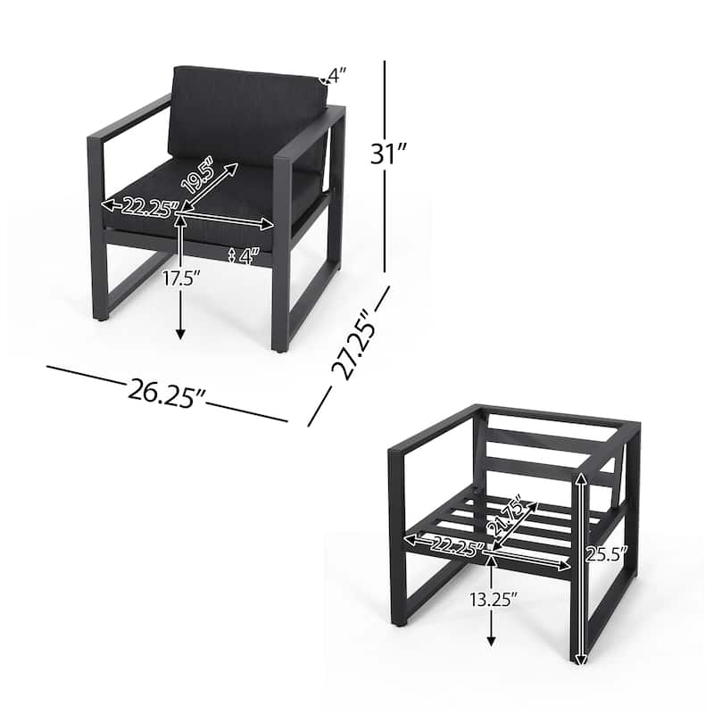 Navan Aluminum Outdoor Club Chair with Cushions by Christopher Knight Home