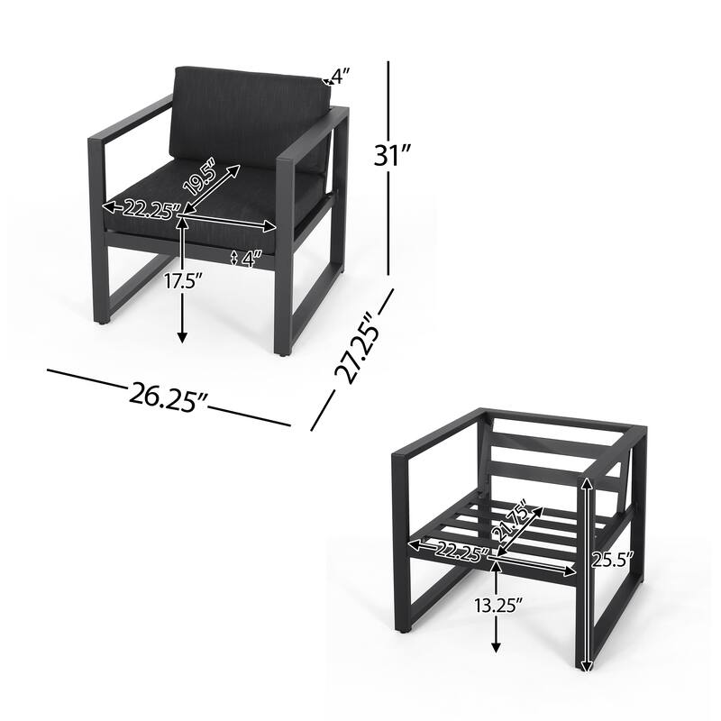 Navan Outdoor Aluminum Club Chairs (Set of 2) by Christopher Knight Home