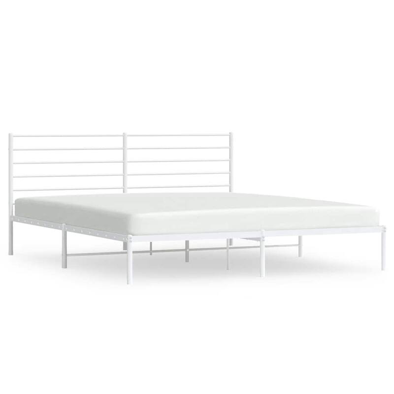vidaXL Metal Bed Frame with Headboard, No Mattress