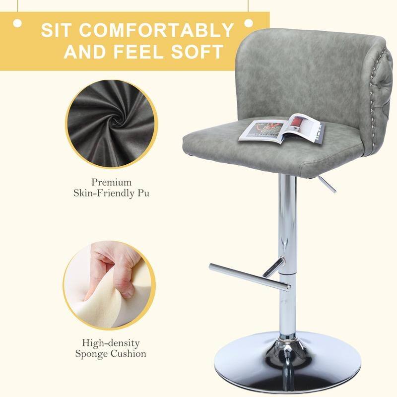 Modern Upholstered Swivel Adjusatble Height Barstools Set of 4