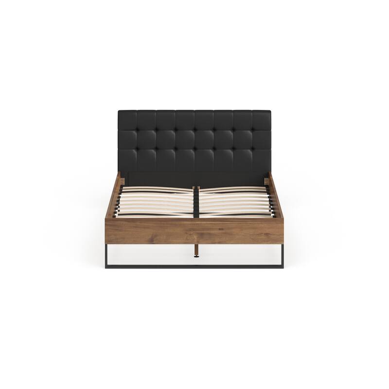 Industrial Mixed Material Platform Bed with Headboard by Baxton Studio