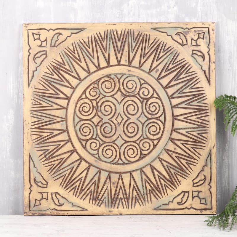 Novica Handmade Mystical Creation Mango Wood Relief Panel