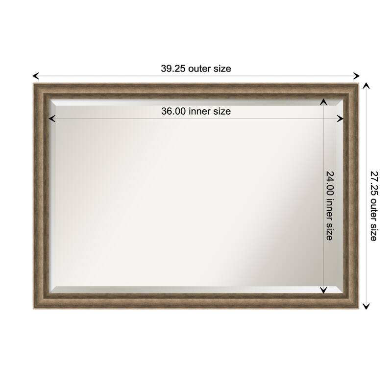 Angled Beveled Wood Framed Wall Mirror - Angled Bronze - Glass Size 36x24
