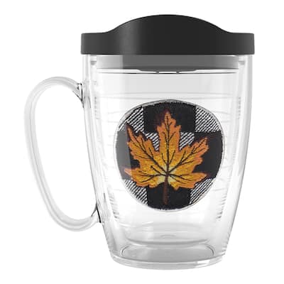 Tervis Checkerboard Fall Leaf Orange Made in USA Double Walled Insulated Travel Tumbler, Orange - 16oz Mug