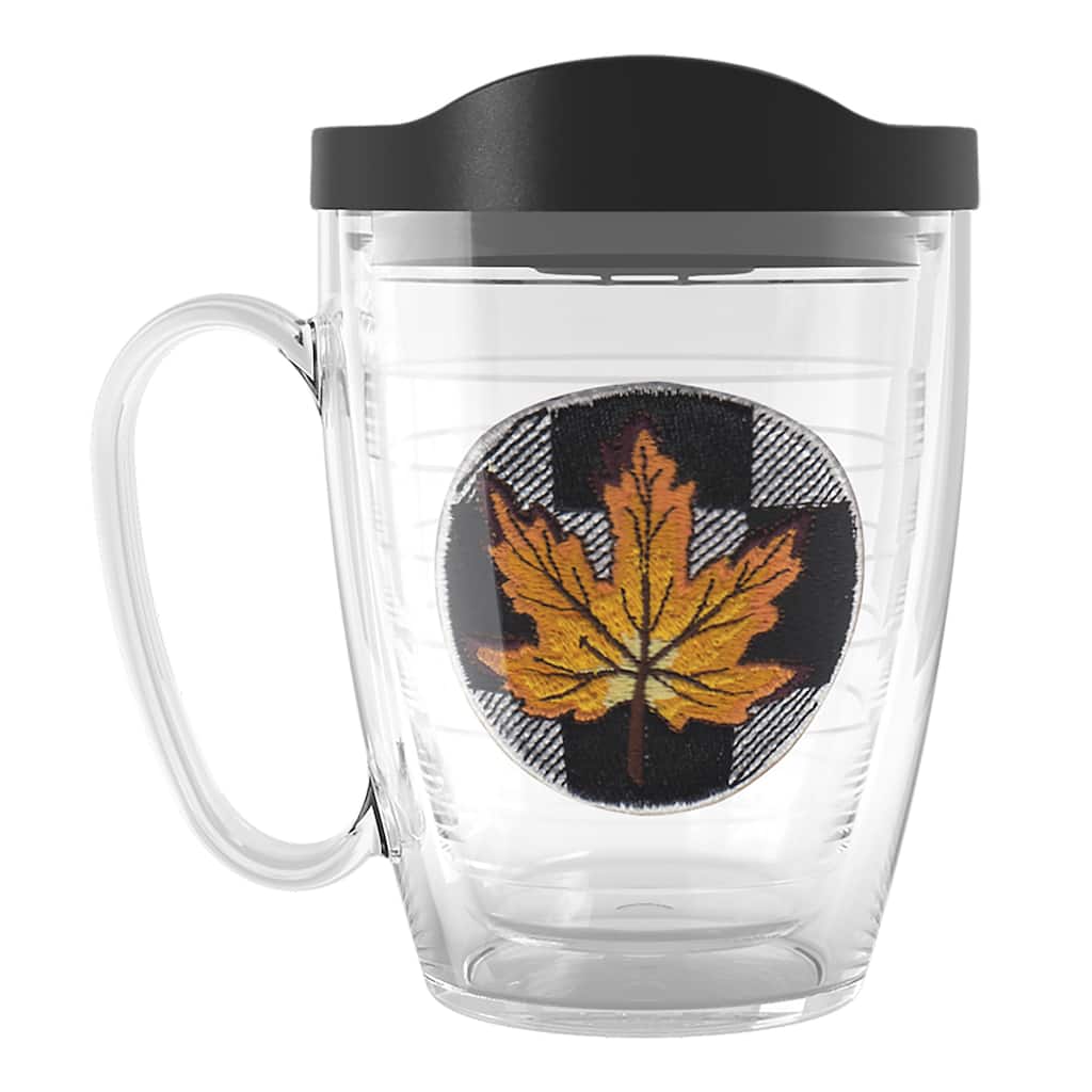 Tervis Checkerboard Fall Leaf Orange Made in USA Double Walled Insulated Travel Tumbler, Orange - 16oz Mug