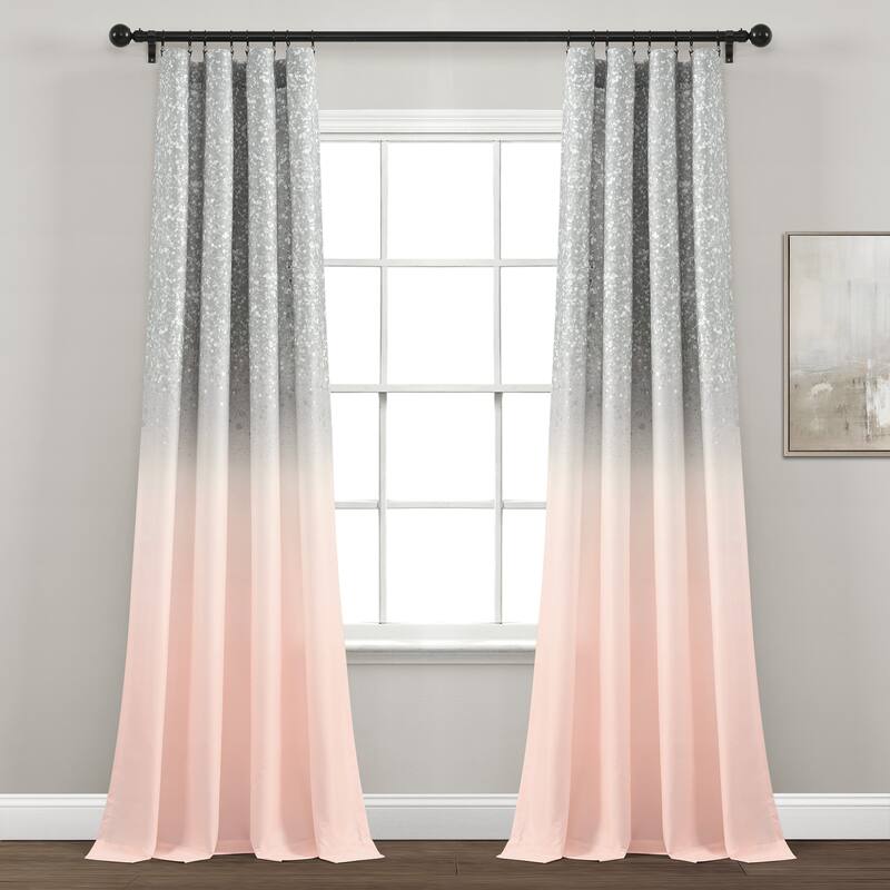 Lush Decor Glitter Ombre Metallic Print Window Curtain Panel Pair - 84" x 52"