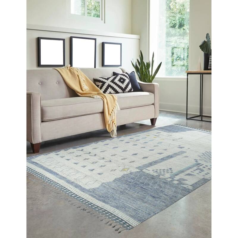 Home Decor Ivory Hand-Knotted Wool Contemporary Marrakech Handspun Area RugTimeless Elegance for Living Room, Bedroom, Office, o