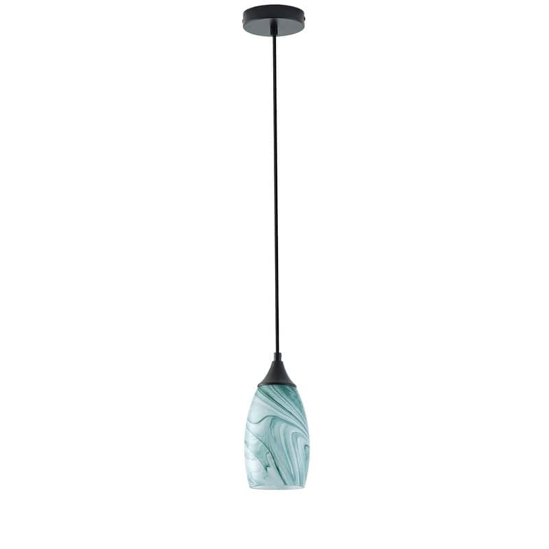 Black Metal and Glass Pendant Light for Kitchen Island Dining Room