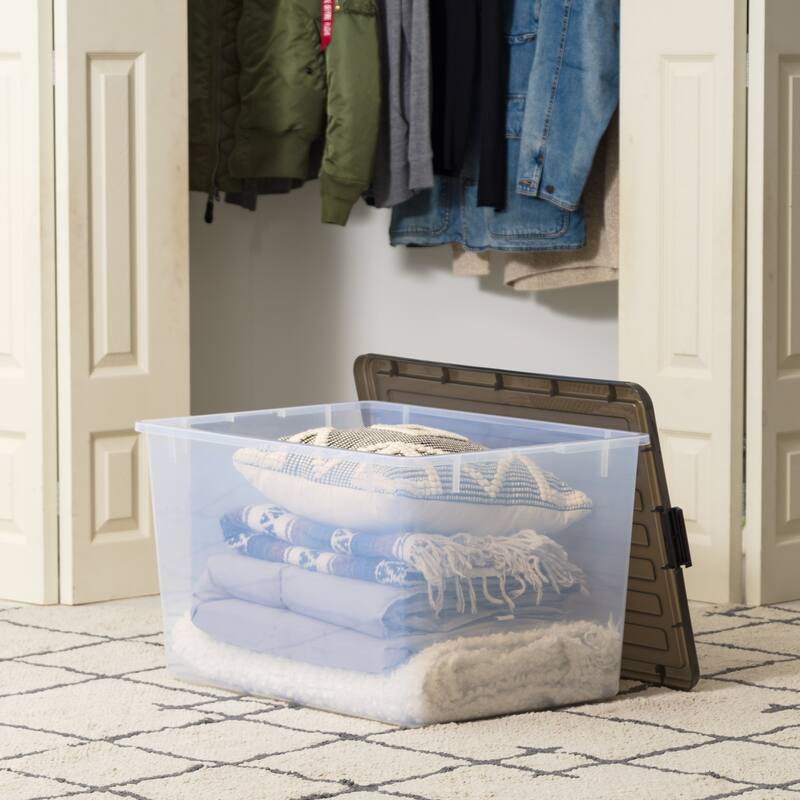 IRIS USA® Clear Boxes 144 Qt Buckle Lid - Gray - Set of 3