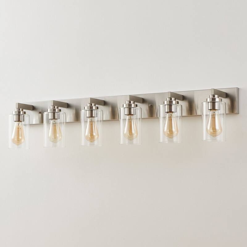 KAWOTI 6-light Bathroom Vanity Light with Clear Glass Shade