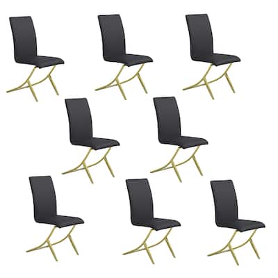 Moira Black and Brass Upholstered Dining Chairs (Set of 8)