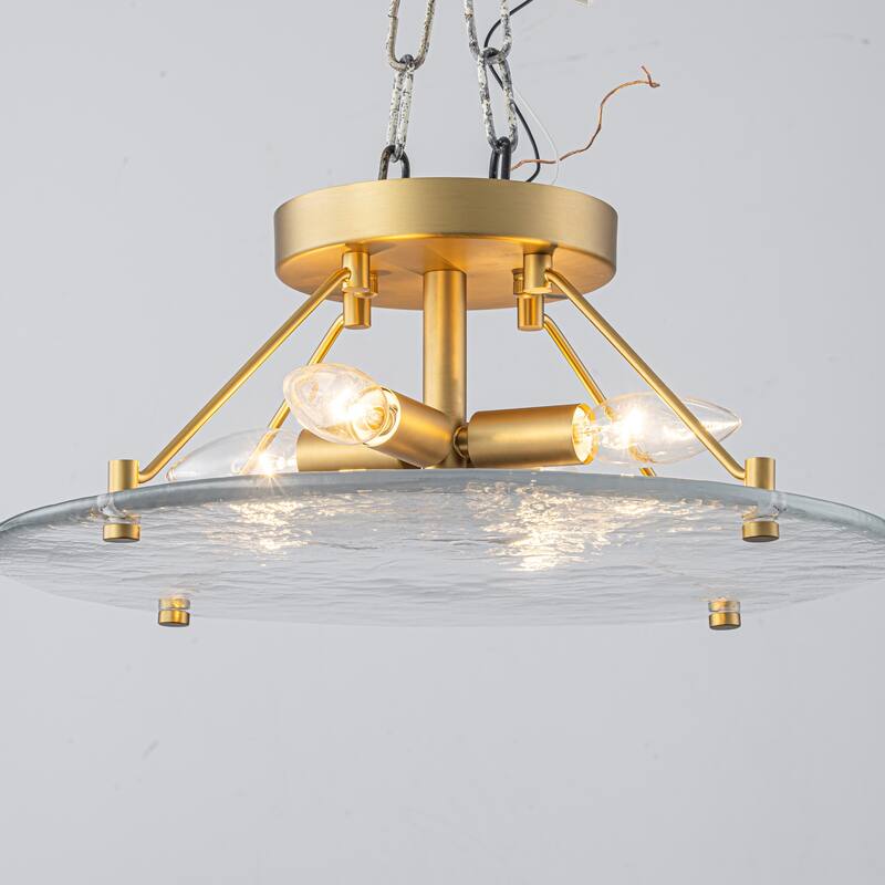 4-Light Modern Transitional Brass Semi-Flush Mount Ceiling Light Dining Room - 4 Light - 4 Light - Gold