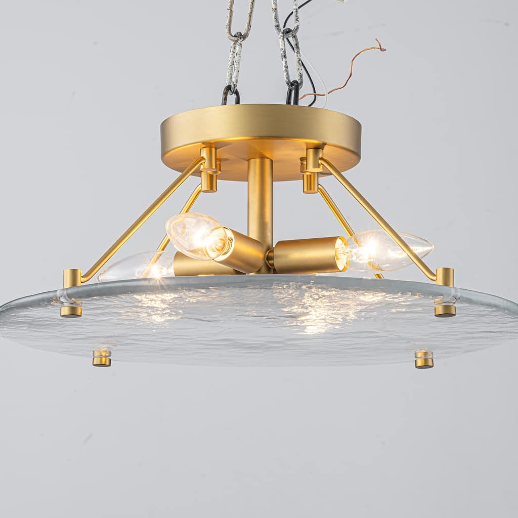 4-Light Modern Transitional Brass Semi-Flush Mount Ceiling Light Dining Room - 4 Light