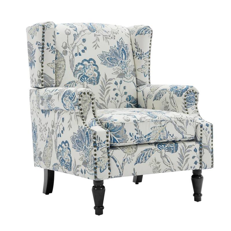 Wingback Accent Chair Nailhead Trim Living Room Reading Chair
