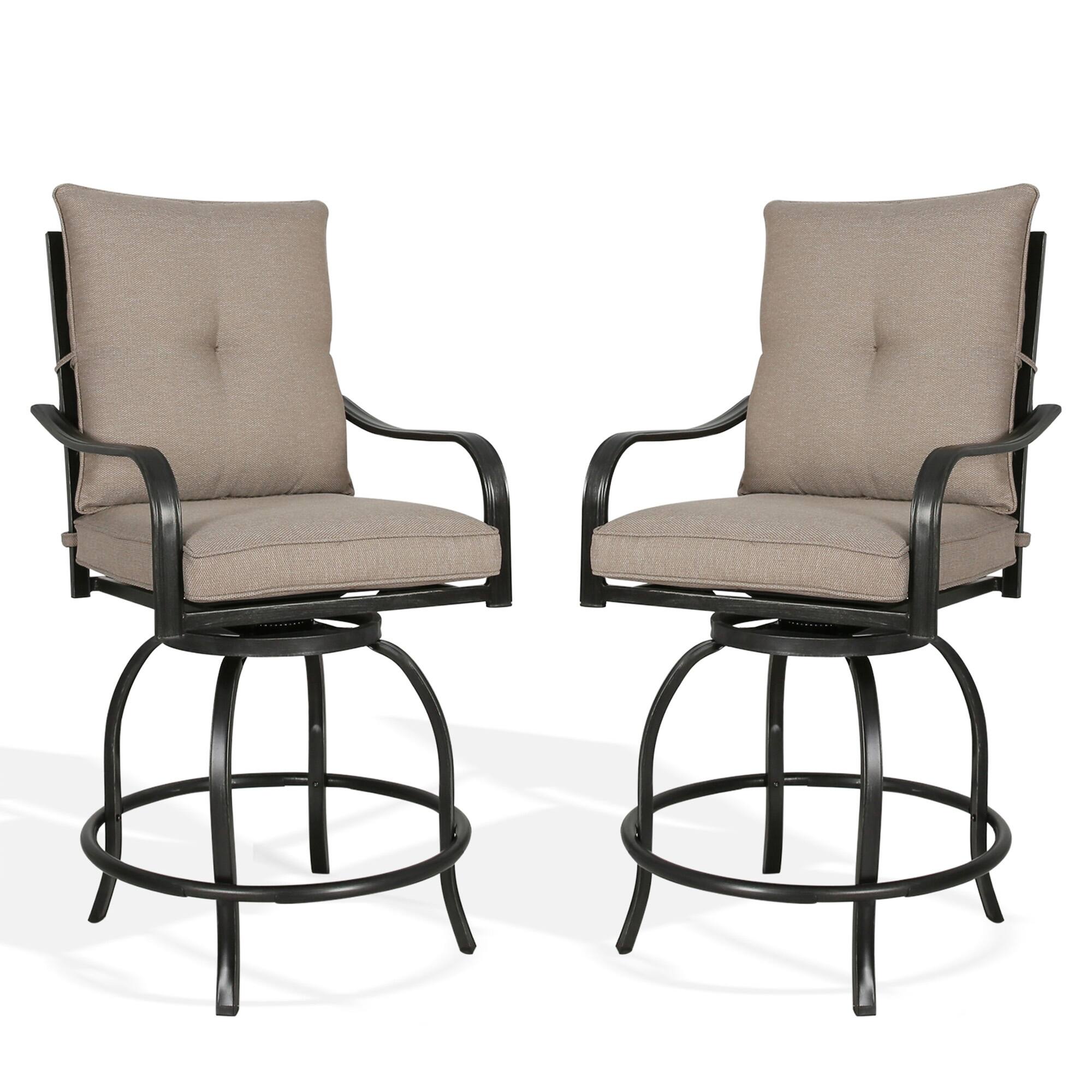 Outdoor Swivel Counter Stools Patio Bar Chairs with Cushion (Set of 2