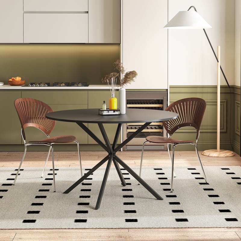 Cross Leg Round Dining Table - Black Table - 47.24