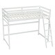 preview thumbnail 9 of 9, White Twin Size Pine Wood High Loft Bed with inclined Ladder and Guardrails for Bedroom
